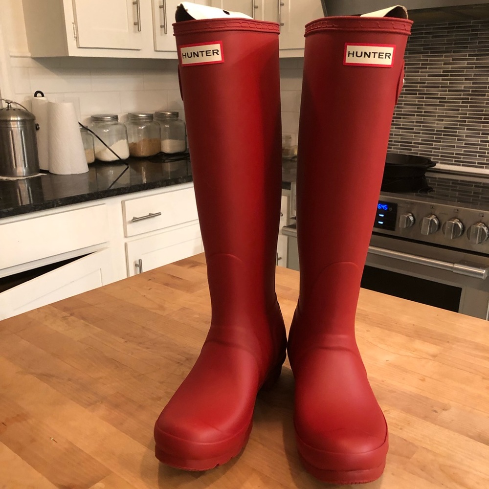 Brand New red matte Hunter boots